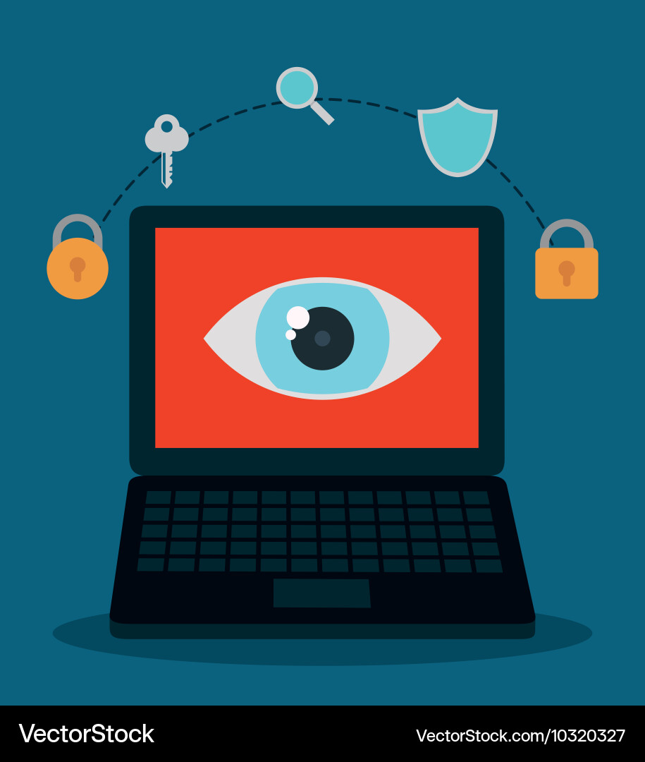 Laptop cyber security system design Royalty Free Vector