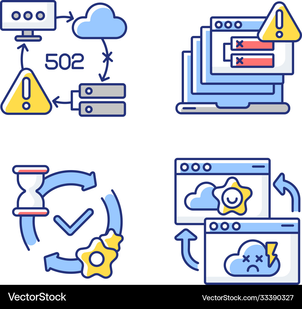 Network notifications rgb color icons set Network notifications rgb color icons set vector image