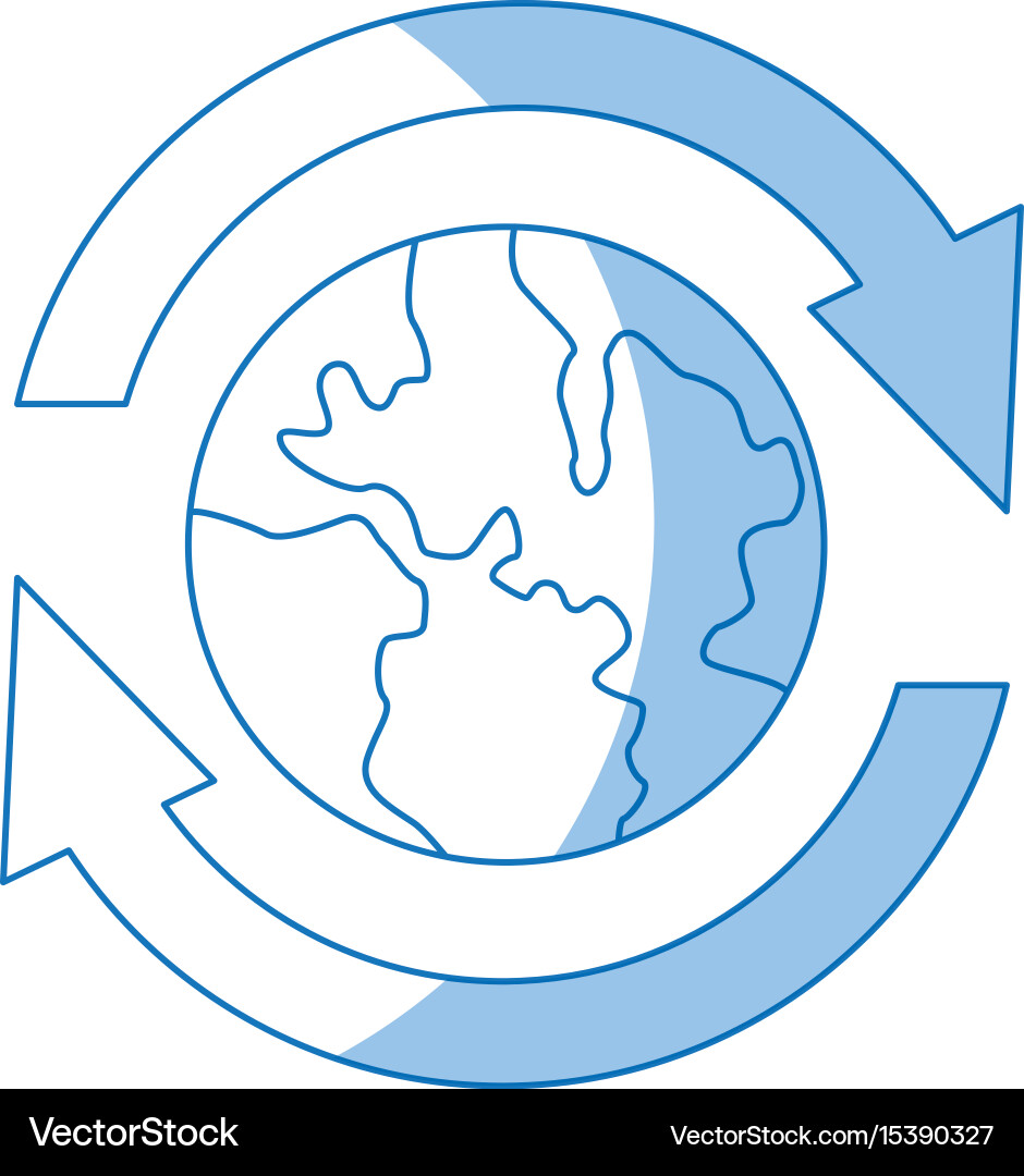Planet with arrows around in signal Vector Image