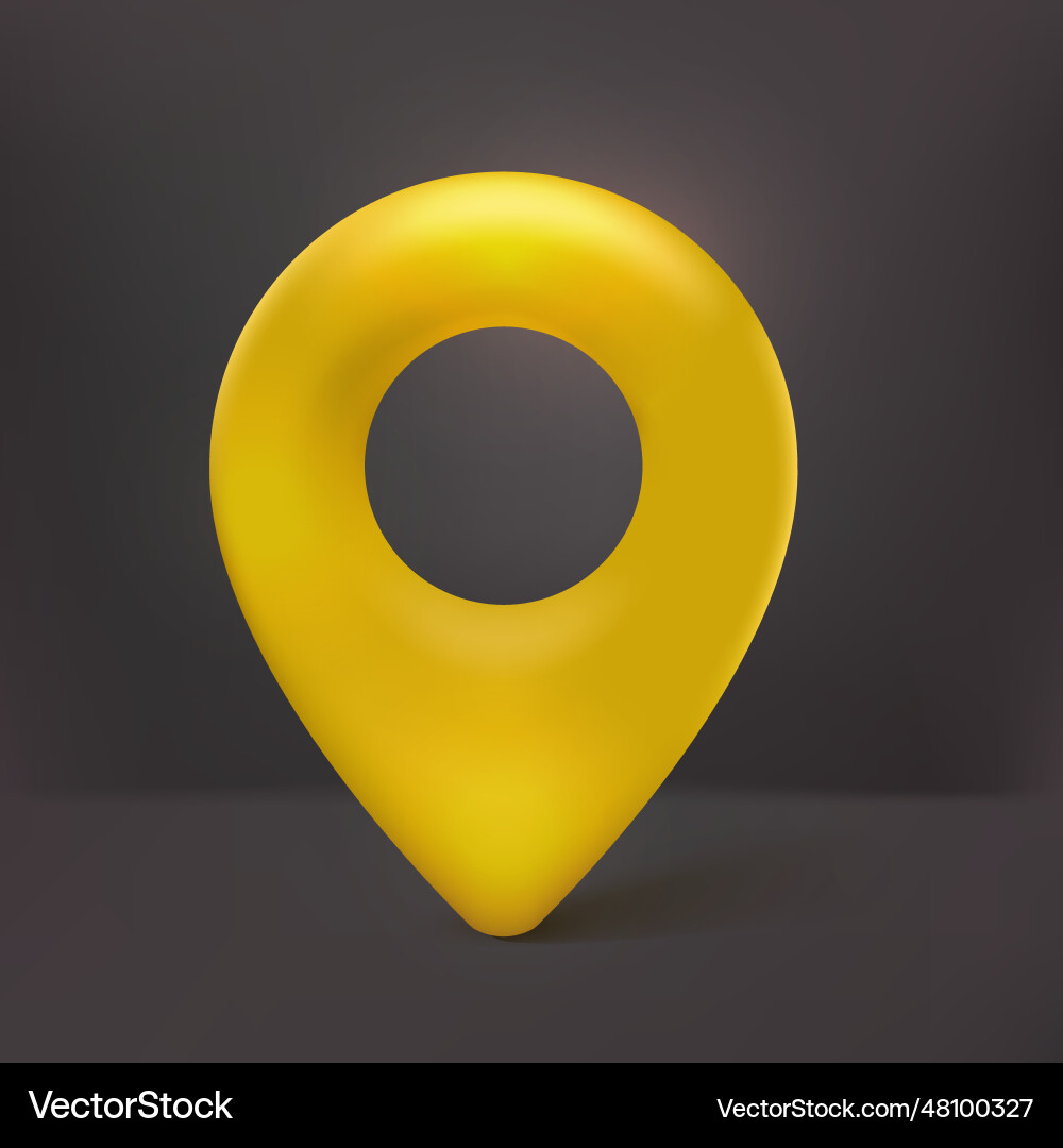 Realistic 3d map pin pointer icon yellow vector image