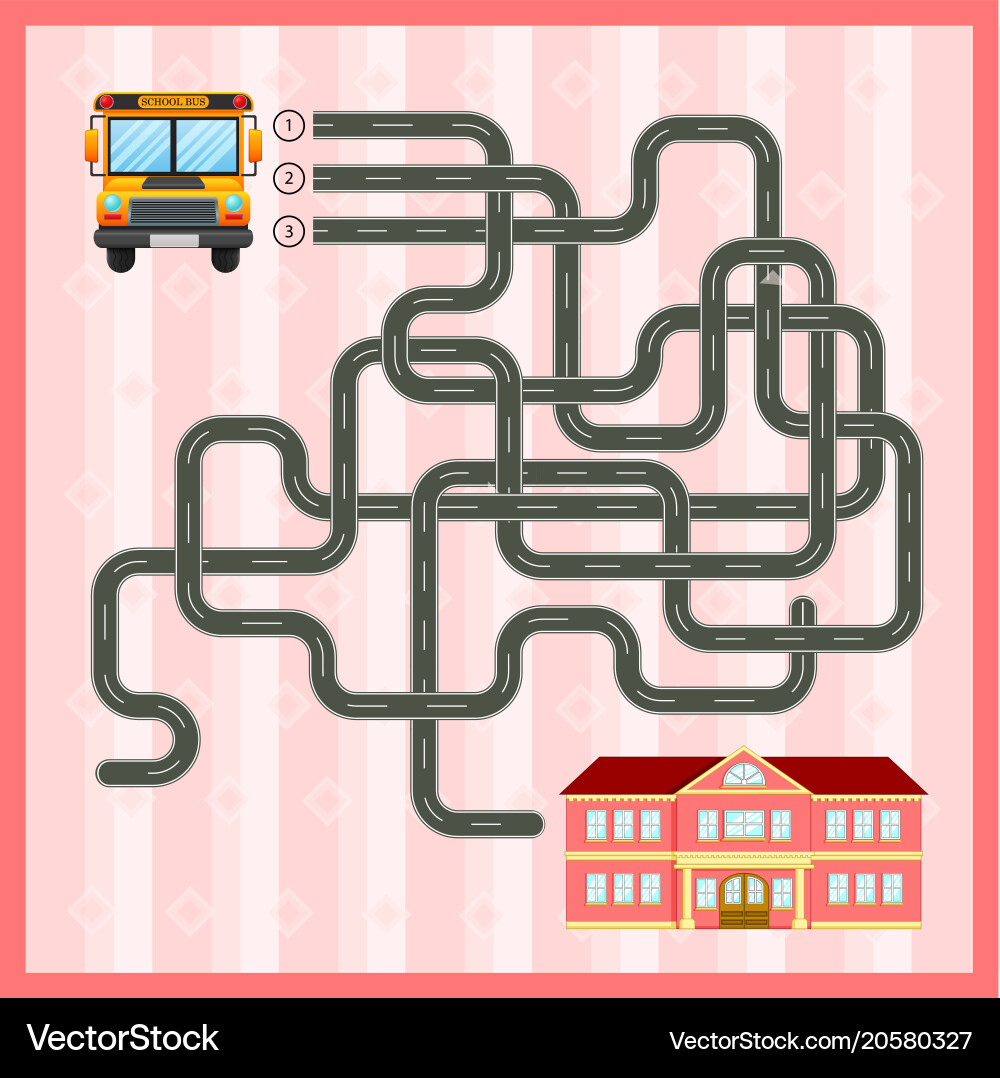 School Maze Game with Bus vector image