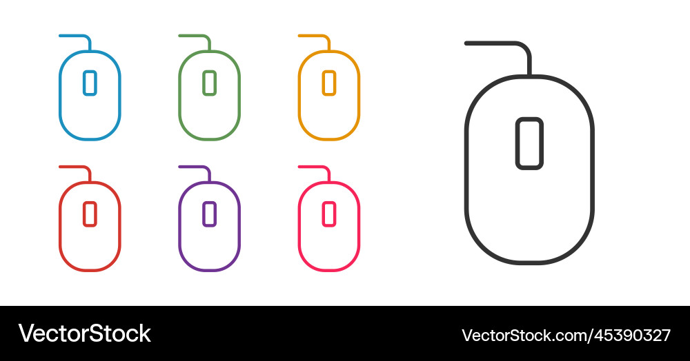 Set line computer mouse gaming icon isolated Set line computer mouse gaming icon isolated vector image