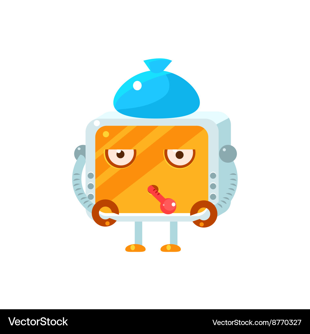 Sick little robot character Vector Image