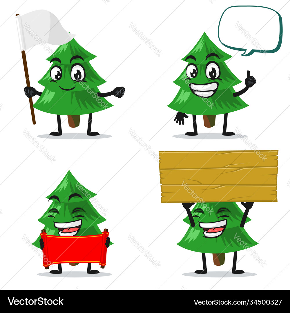 Spruce Tree Character Collection vector image