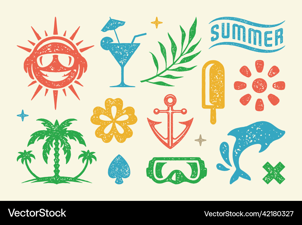 Summer symbols and objects set Summer symbols and objects set Vector Image