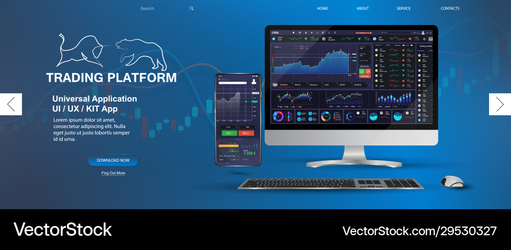 Trading Dashboard UI Template vector image