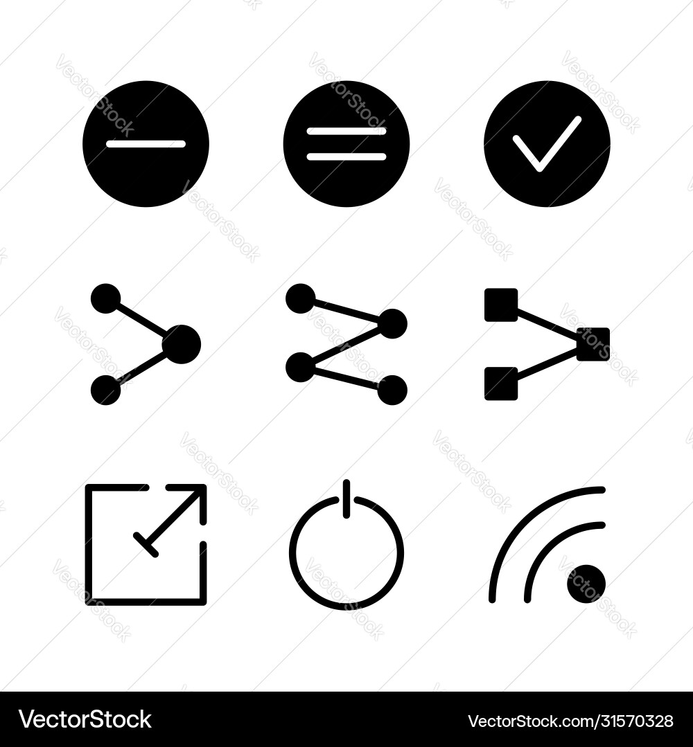 Basic user interface icon set glyph include vector image