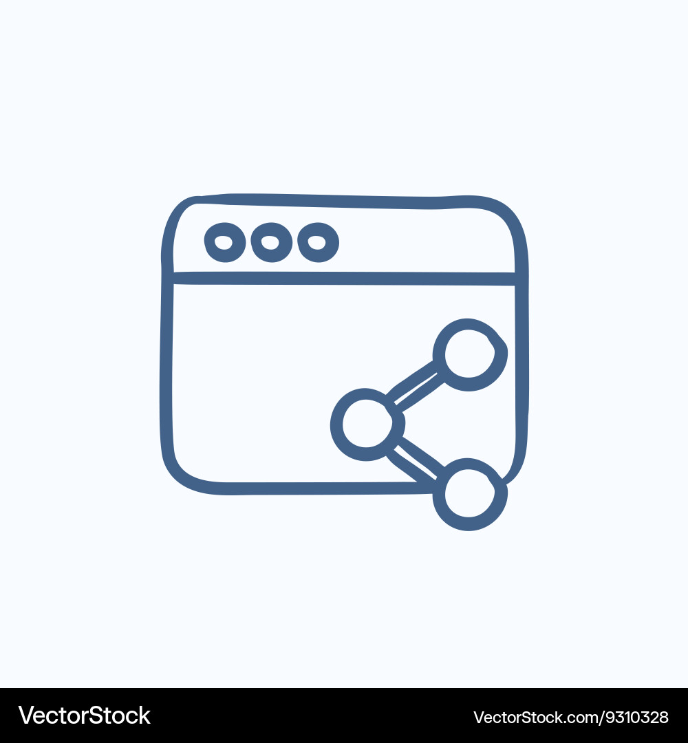 Browser window with share symbol sketch icon Vector Image