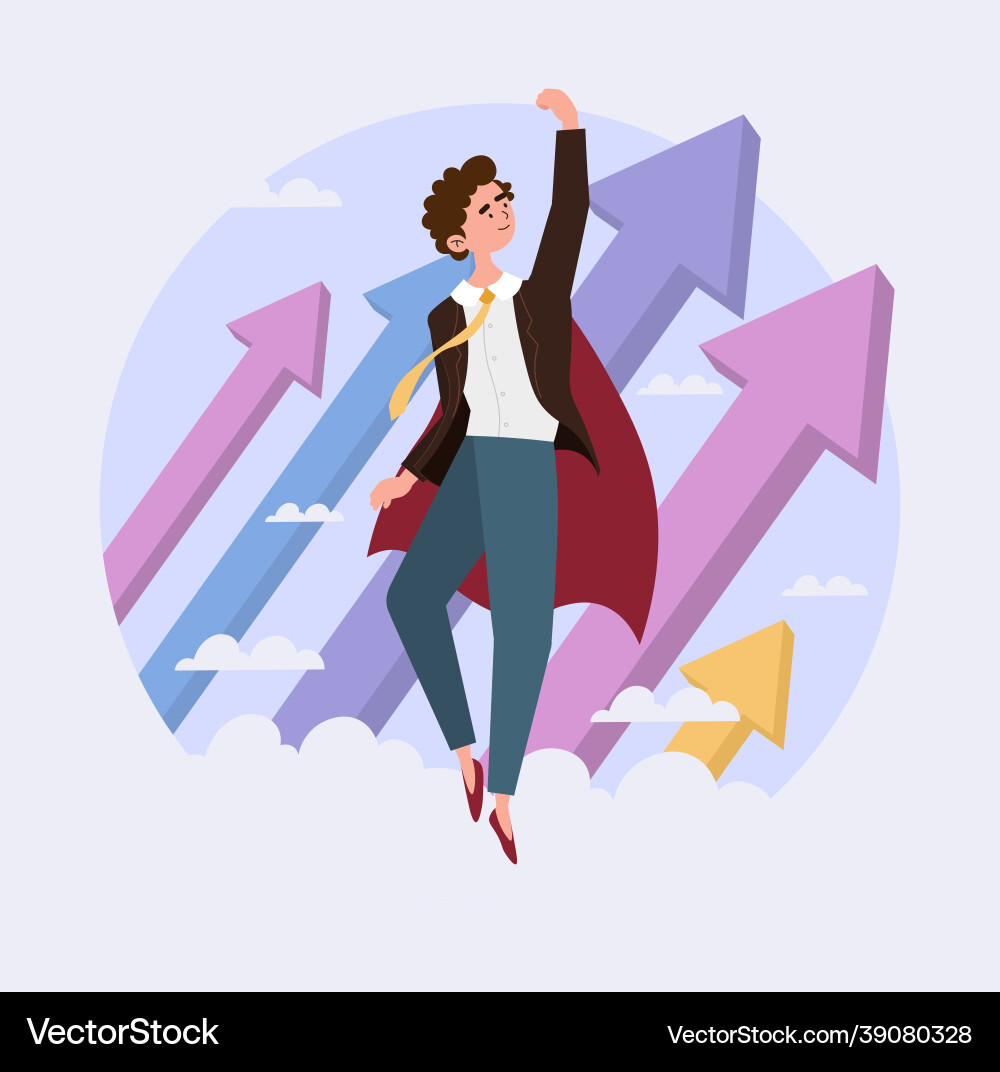 Businessman achieves goals concept Businessman achieves goals concept vector image