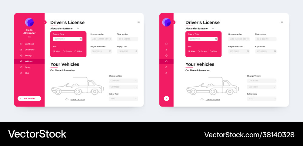 Car insurance app design application interface Vector Image