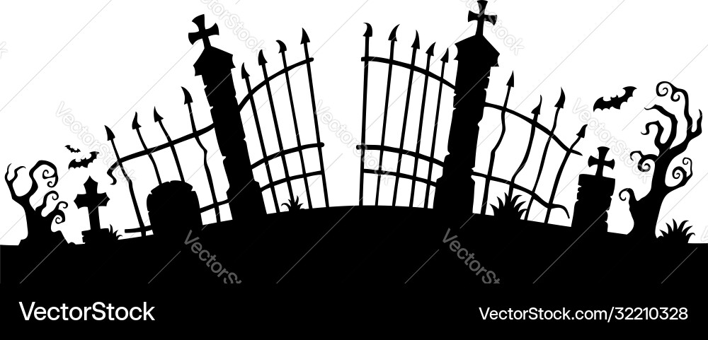Cemetery gate silhouette theme 1 Cemetery gate silhouette theme 1 vector image