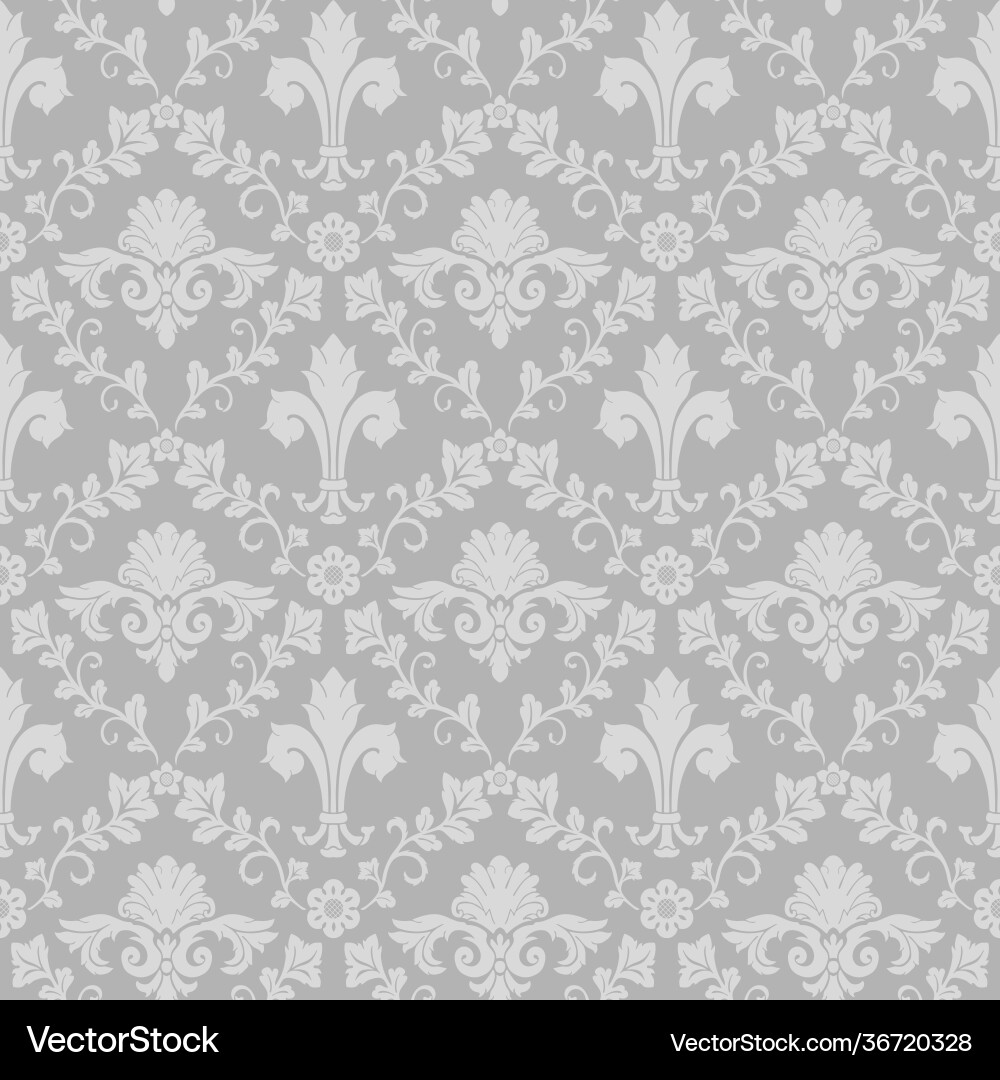 Damask seamless pattern gray background Damask seamless pattern gray background Vector Image
