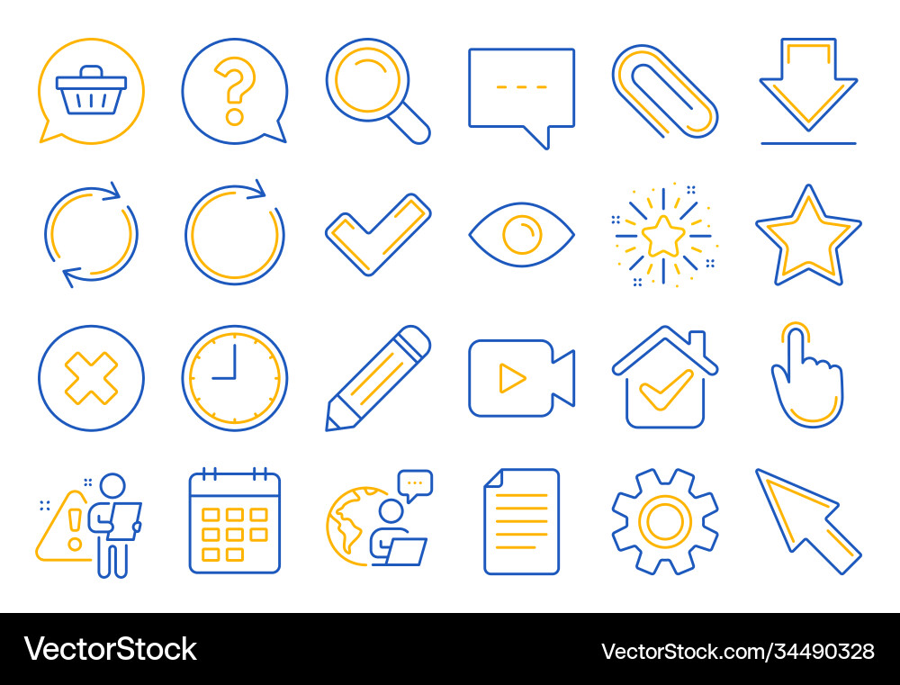 Document time and calendar line icons question Document time and calendar line icons question vector image