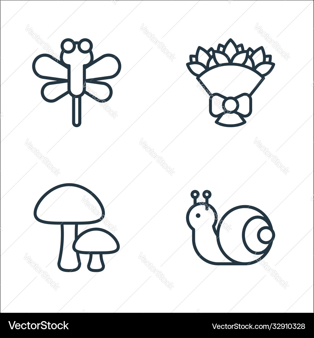 Flat spring line icons linear set quality Flat spring line icons linear set quality vector image