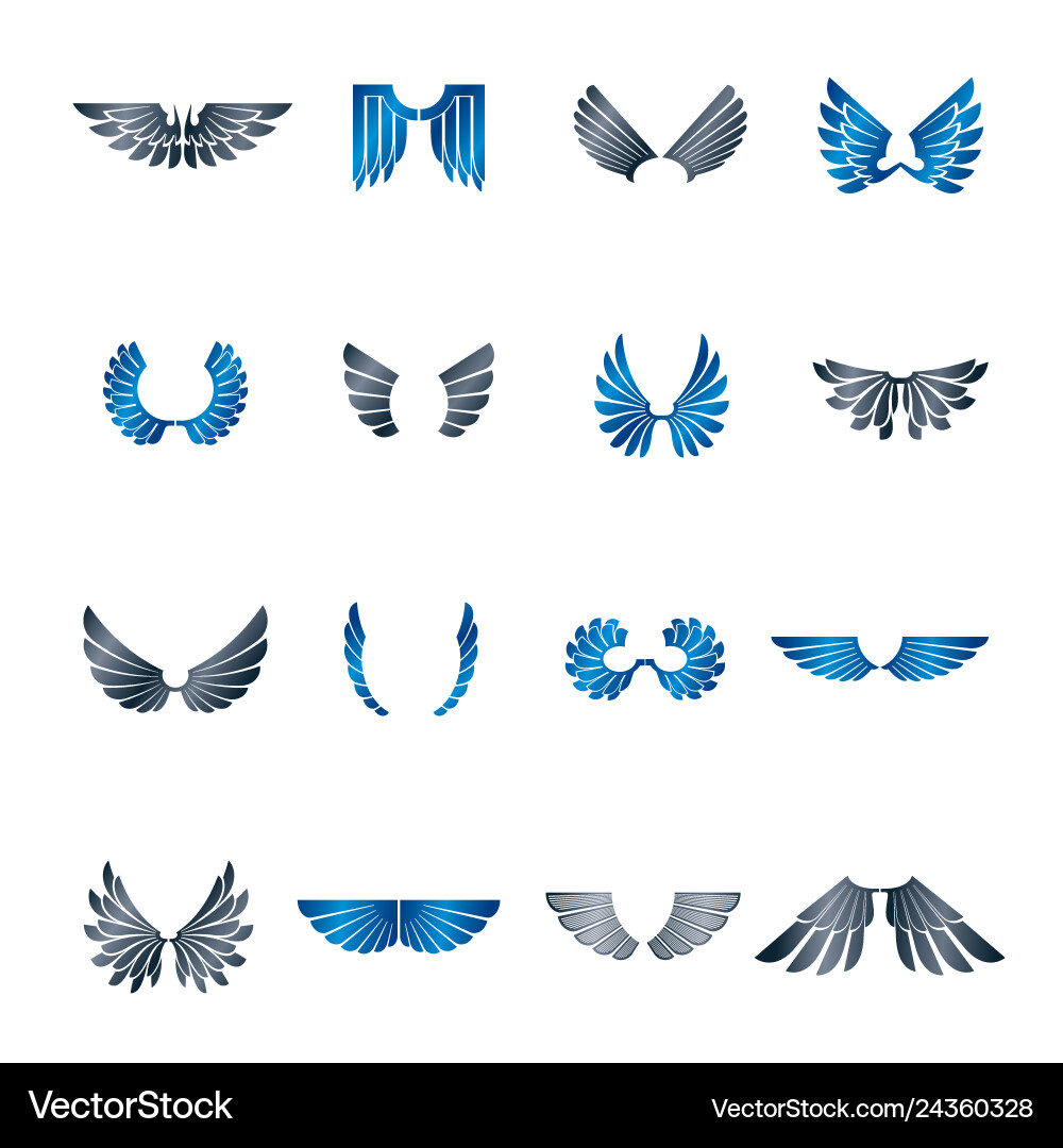 Freedom wings emblems set heraldic coat of arms Freedom wings emblems set heraldic coat of arms vector image