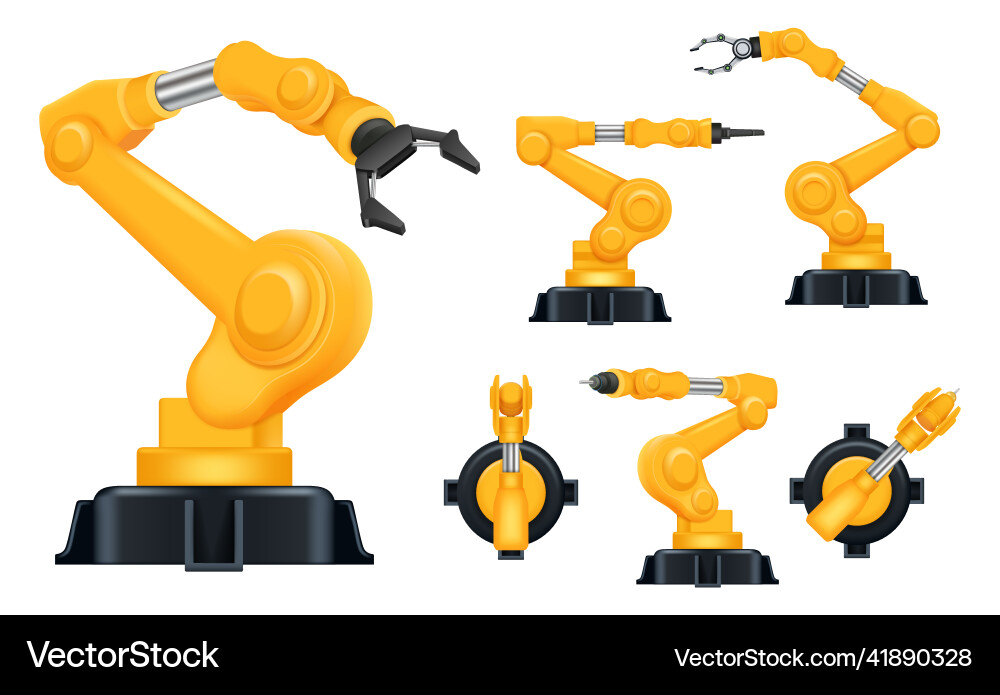 Industrial hands factory automatically robots Industrial hands factory automatically robots vector image
