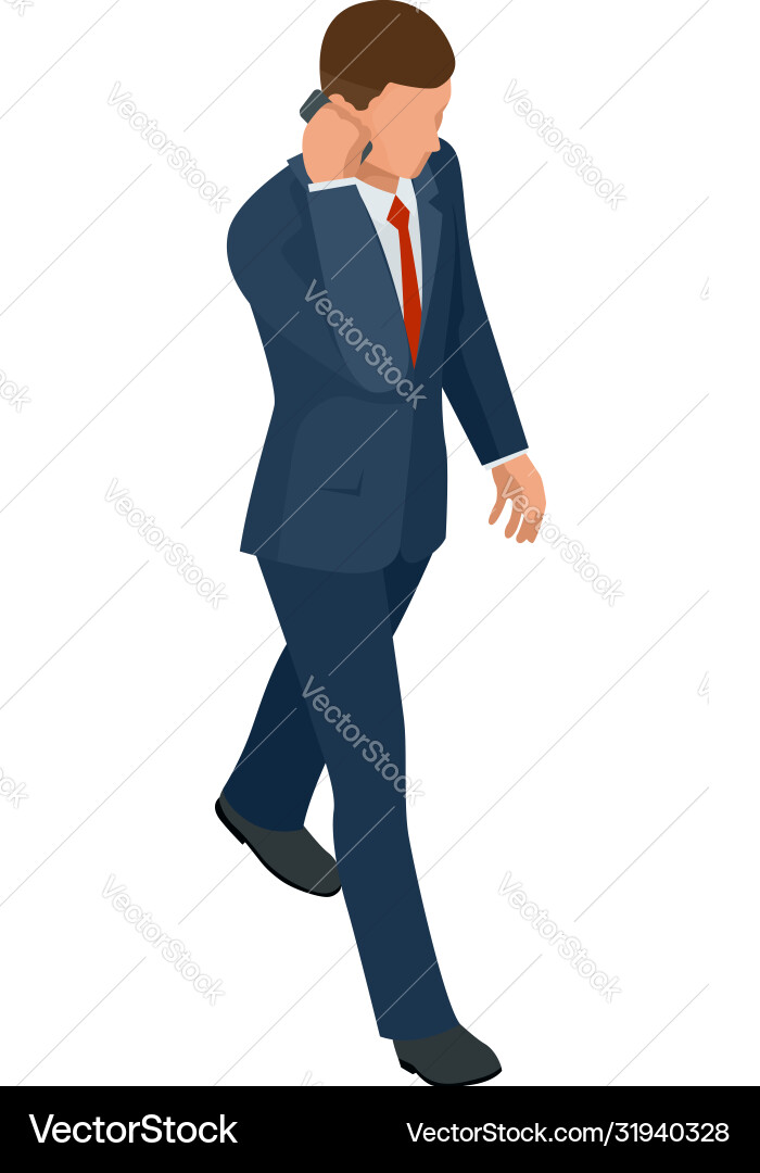 Isometric businessman isolated on write creating Isometric businessman isolated on write creating Vector Image