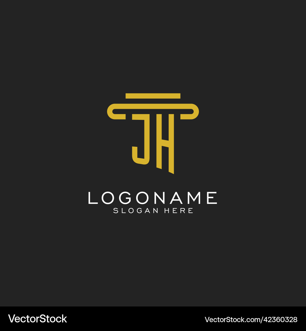 Jh initial logo with simple pillar style design Vector Image
