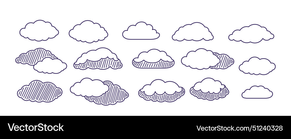 Line cloud set linear clouds Line cloud set linear clouds Vector Image