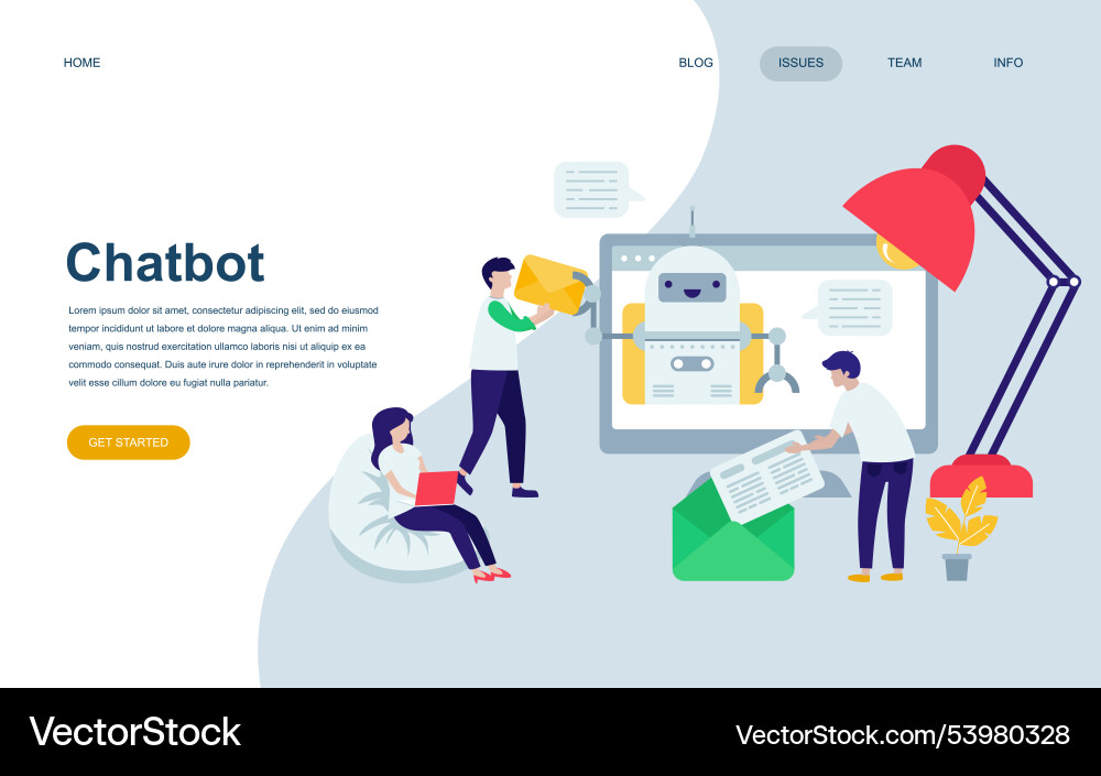 Modern flat web page design template of chat bot Vector Image