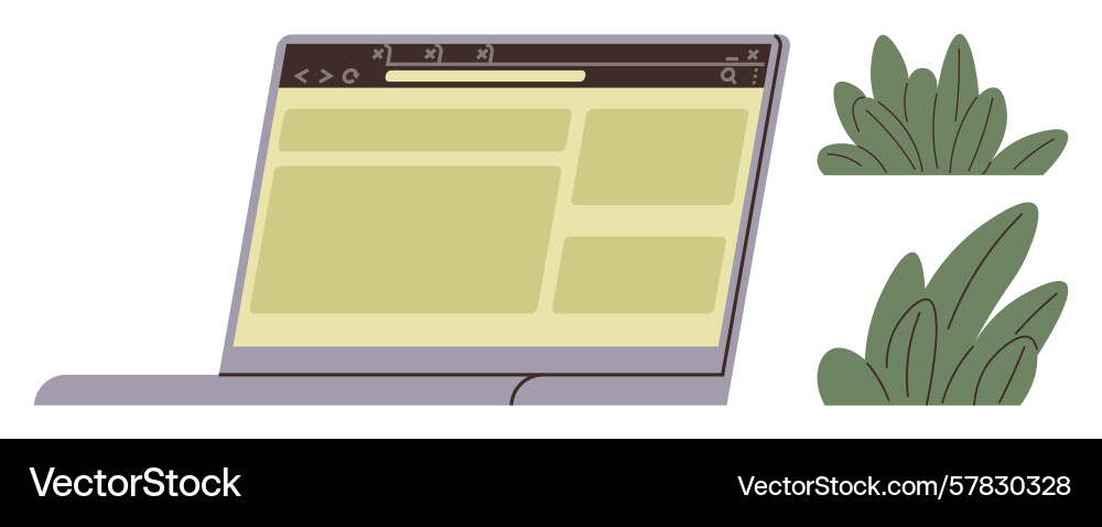 Modern laptop displaying webpage layout design Modern laptop displaying webpage layout design Vector Image