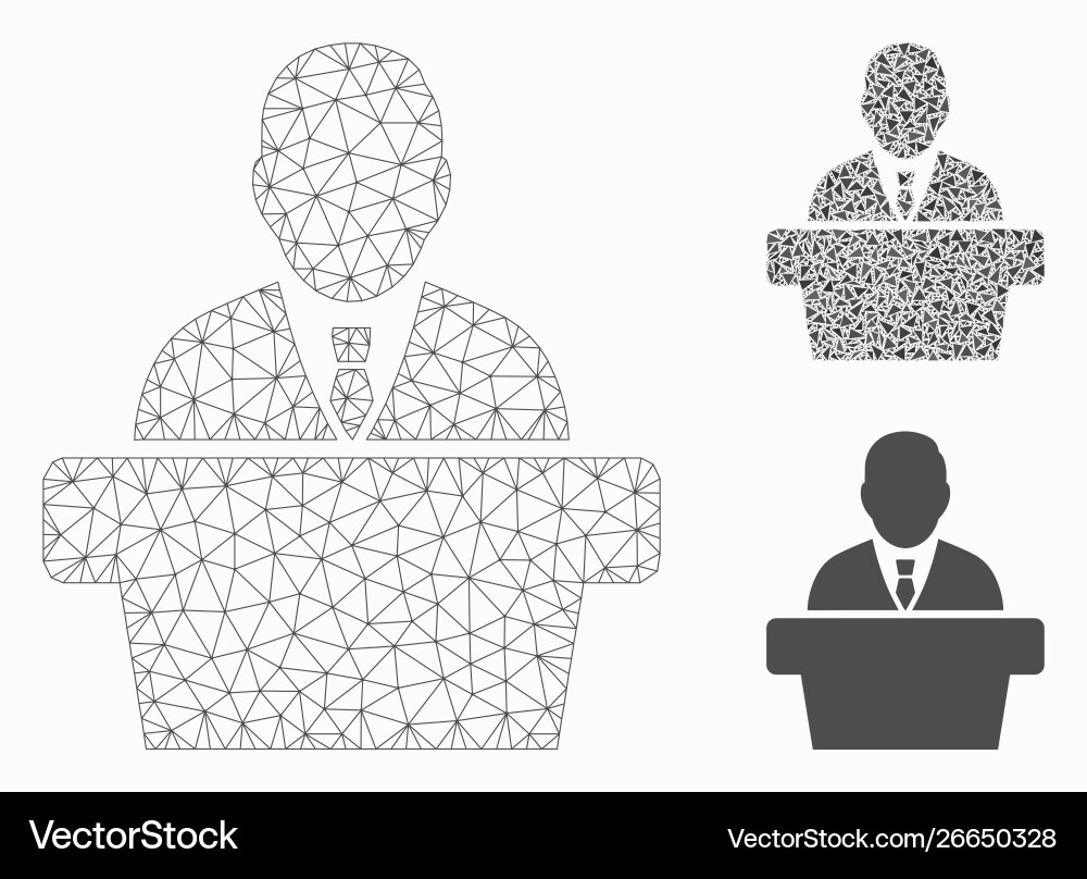 Reporter mesh wire frame model and triangle Reporter mesh wire frame model and triangle vector image