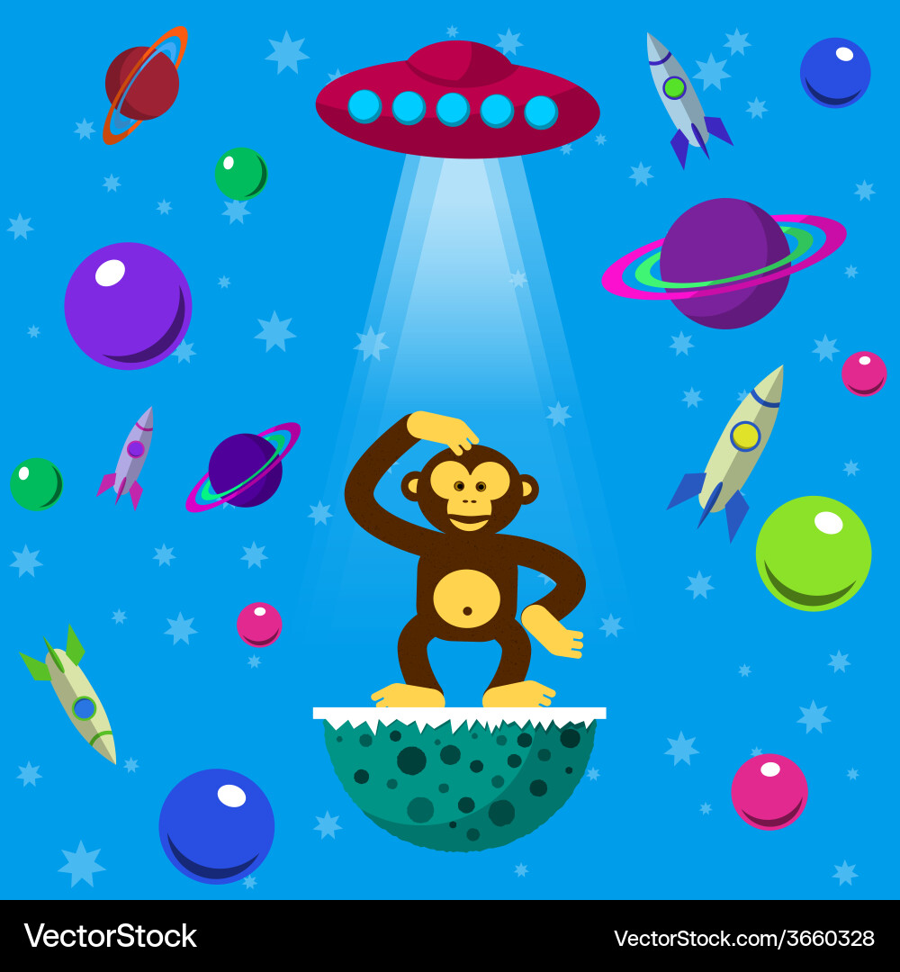 Seamless pattern with space monkey vector image