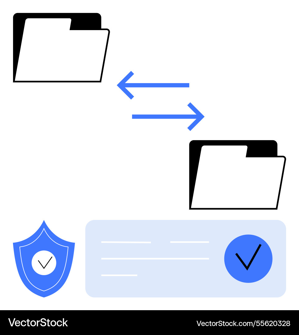 Secure data transfer between two folders Secure data transfer between two folders vector image