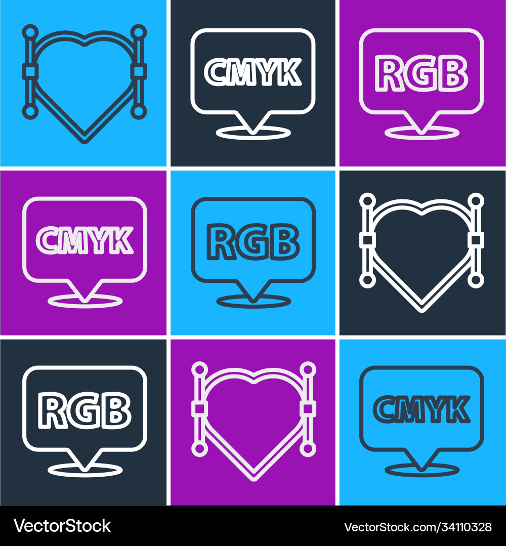 Set line heart with bezier curve speech bubble Set line heart with bezier curve speech bubble vector image