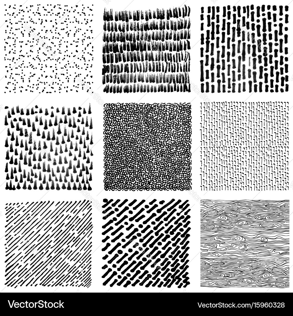 Set of hand drawn marker and ink patterns vector image