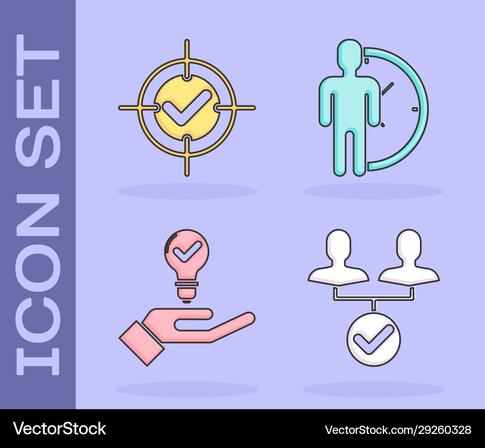 Set project team base target and check mark Set project team base target and check mark vector image