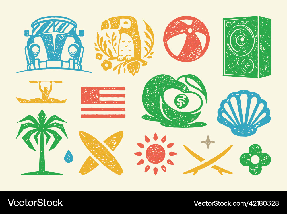 Summer symbols and objects set Summer symbols and objects set vector image