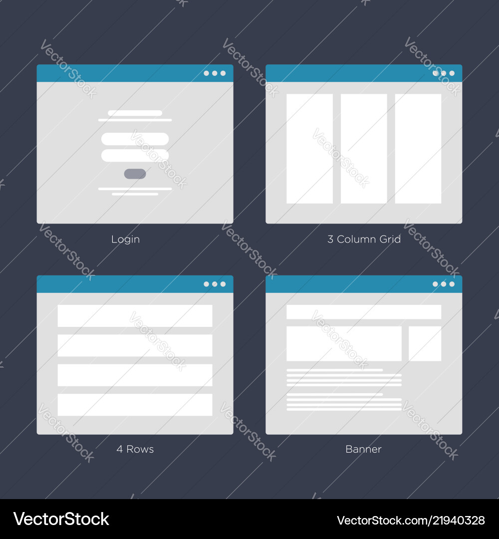 Website wireframe layouts ui kits for site map vector image