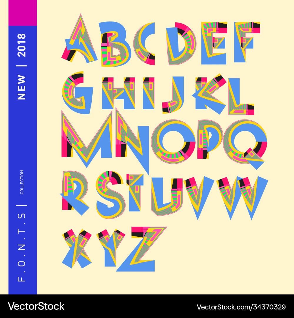 Abstract colorful font and alphabet Abstract colorful font and alphabet Vector Image
