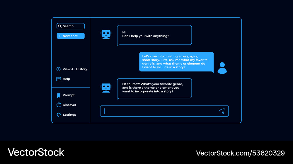 Chatting with artificial intelligence vector image