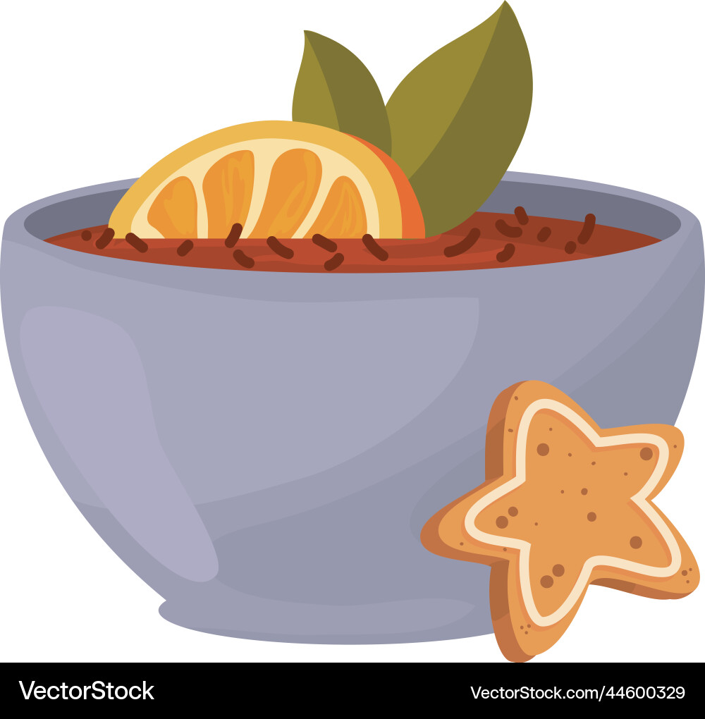 Cocoa cup with orange slice Vector Image