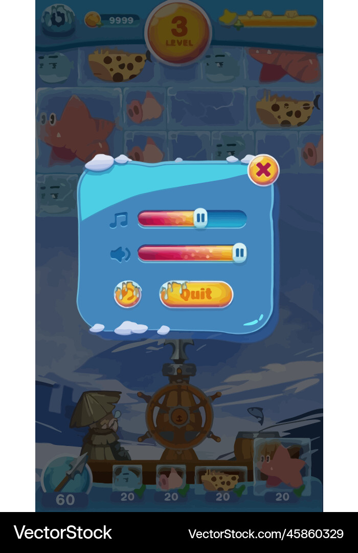 Complete set of level button game ui pop-up icon Vector Image