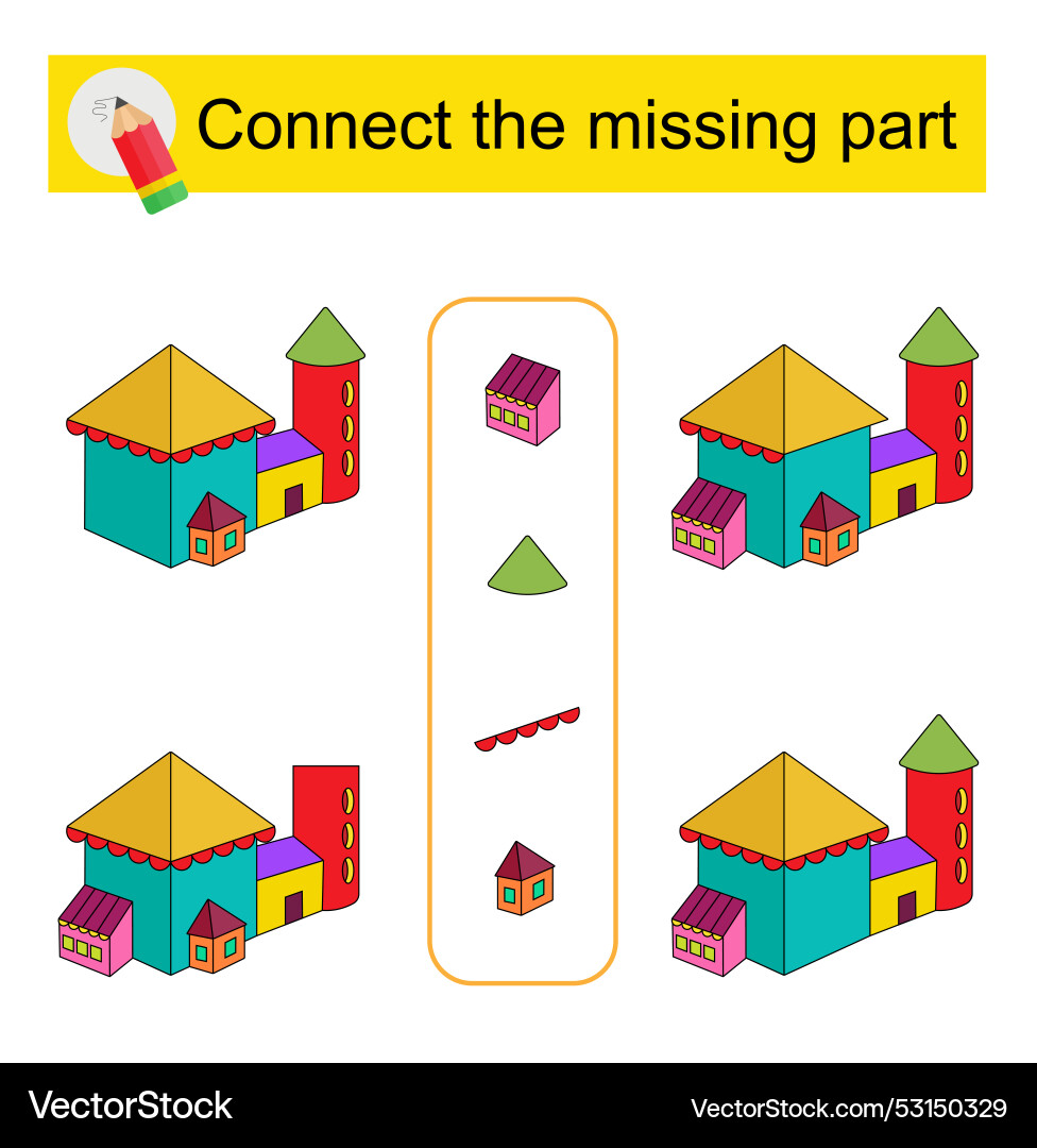 Connect the missing part attention task for kids vector image