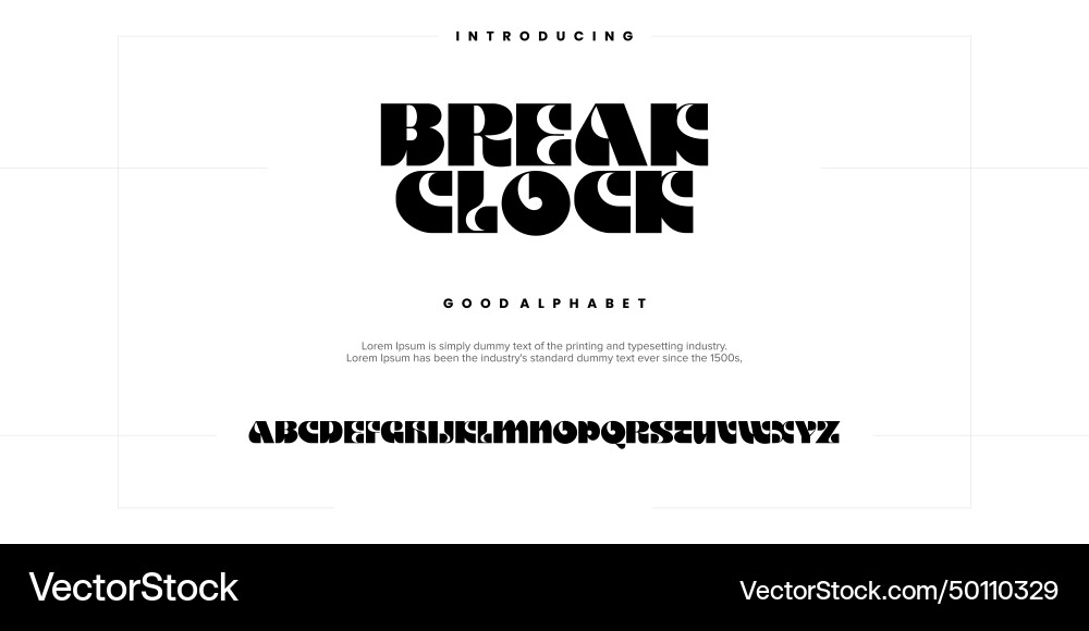 Digital Break Clock Font - Modern & Abstract vector image