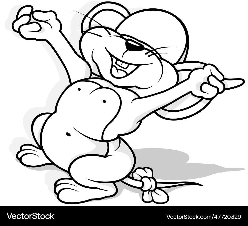Drawing of a cheering mouse with open arms vector image