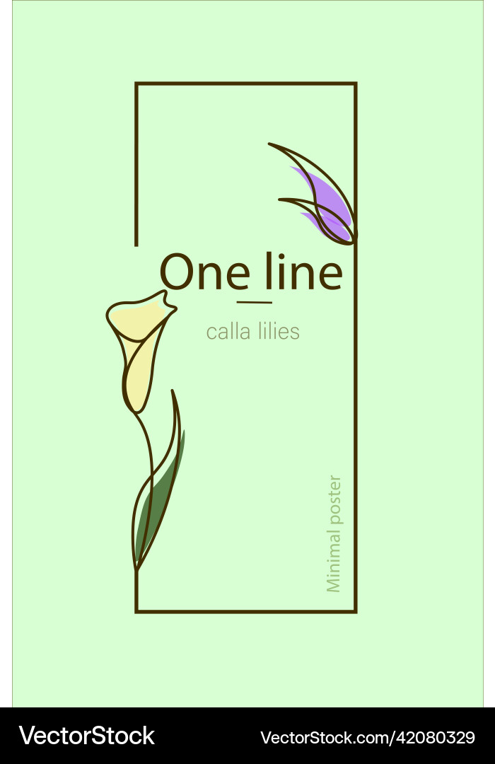 Eine Linie Calla-lilie und ein lila Schmetterling Eine Linie Calla-lilie und ein lila Schmetterling vektorbild