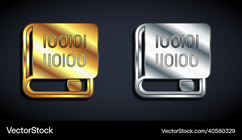 Gold and silver books about programming icon Vector Image