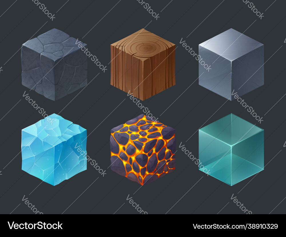 Isometric Texture Blocks - Game Assets vector image