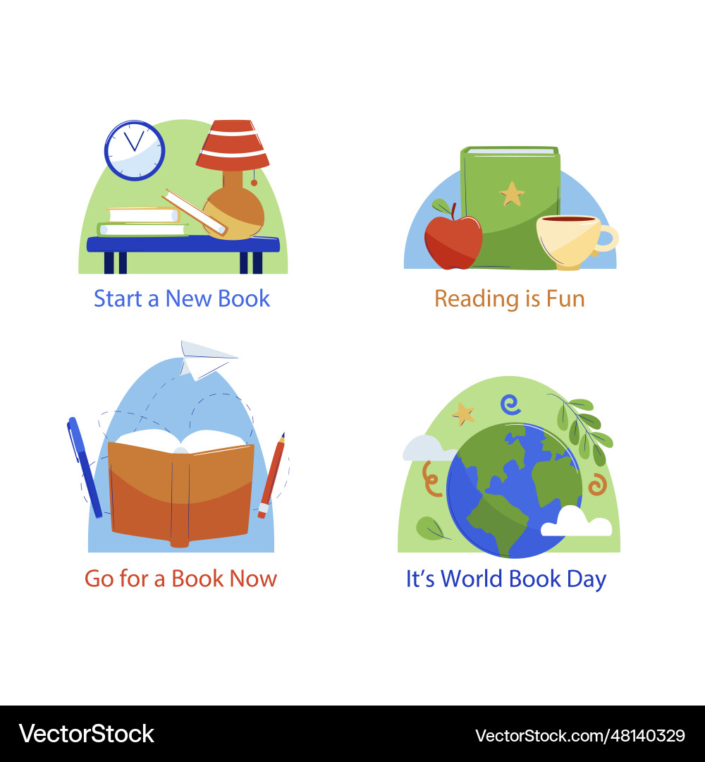 Labels set world book day celebration Labels set world book day celebration vector image