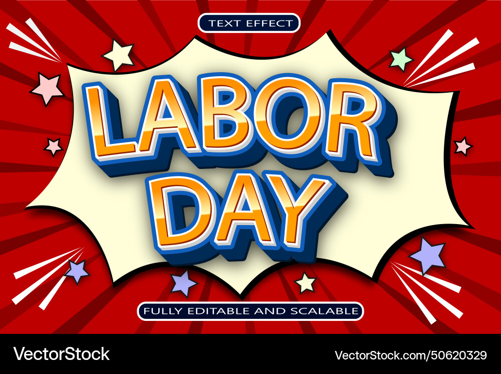 Labor day editable text effect 3 dimension emboss Labor day editable text effect 3 dimension emboss vector image