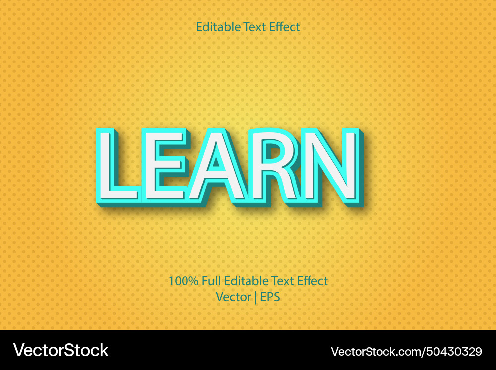 Learn editable text effect vector image