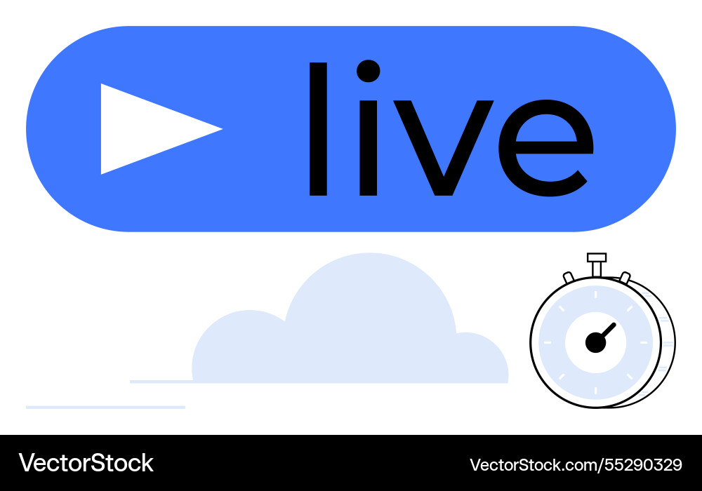 Live streaming button with play icon and timer Live streaming button with play icon and timer vector image