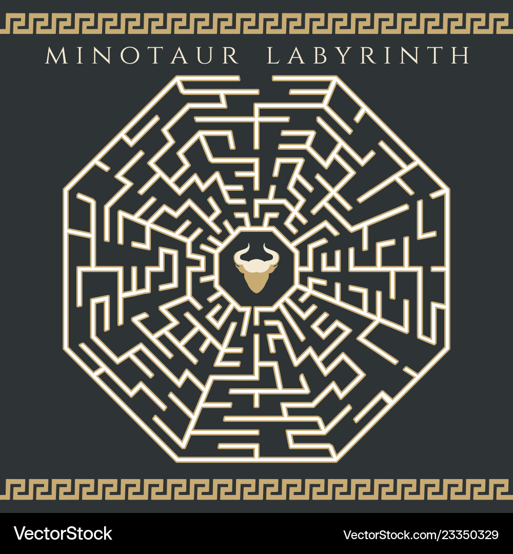 Maze enigma with minotaur icon Maze enigma with minotaur icon vector image