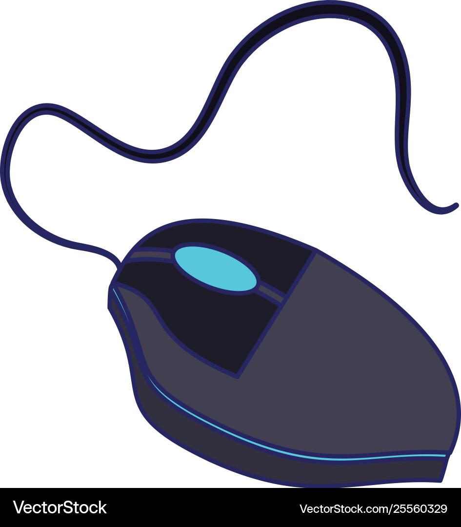 Mouse computer hardware isolated device blue lines Vector Image