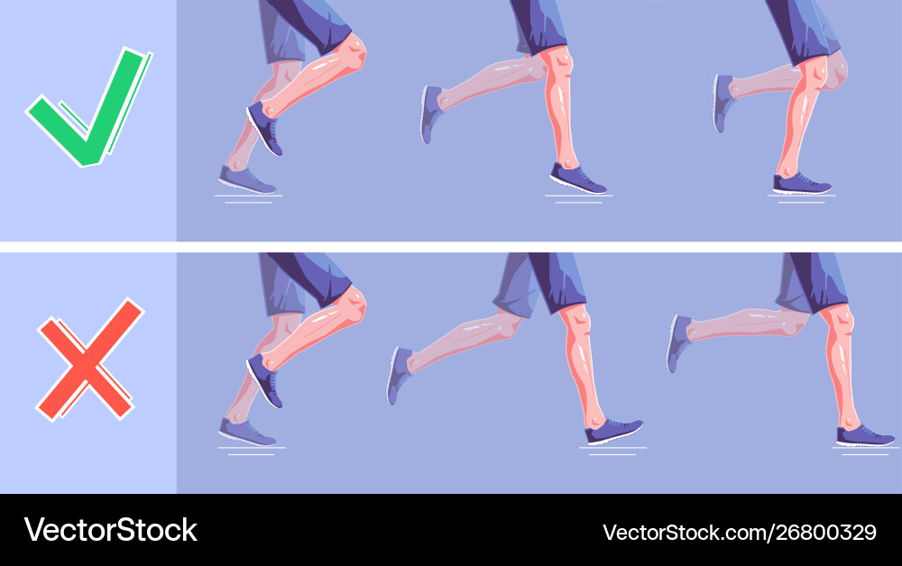 Natural running wrong and right stages Natural running wrong and right stages vector image
